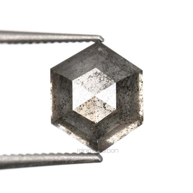 1.52 CT, 6.9 X 5.6 MM | Salt And Pepper Hexagon Cut Diamond - Minimal Carbon