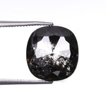 5.95 CT, 9.8 X 9.3 MM | Salt And Pepper Cushion Cut Diamond - Minimal Carbon