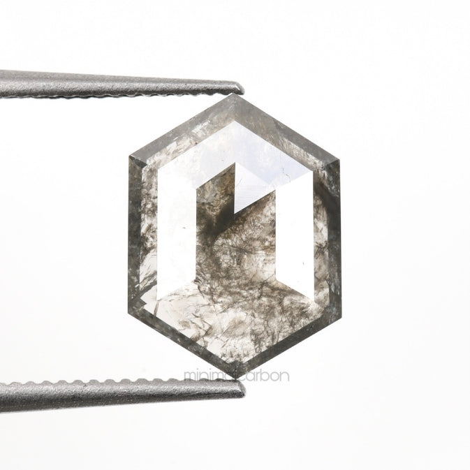 1.16 CT, 9.2 X 6.9 MM | Salt And Pepper Hexagon Cut Diamond - Minimal Carbon