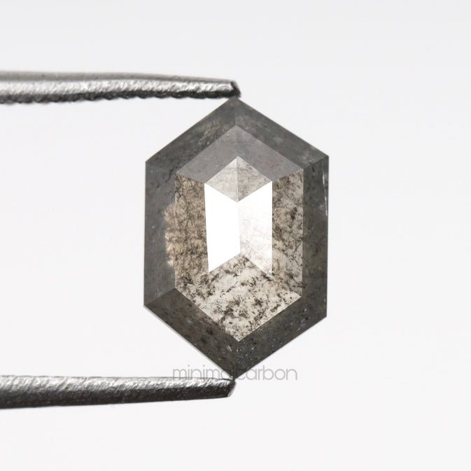 0.80 CT, 8.0 X 5.2 MM | Salt And Pepper Hexagon Cut Diamond - Minimal Carbon