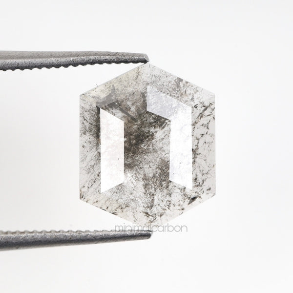 1.30 CT, 9.7 X 7.8 MM | Salt And Pepper Hexagon Cut Diamond - Minimal Carbon