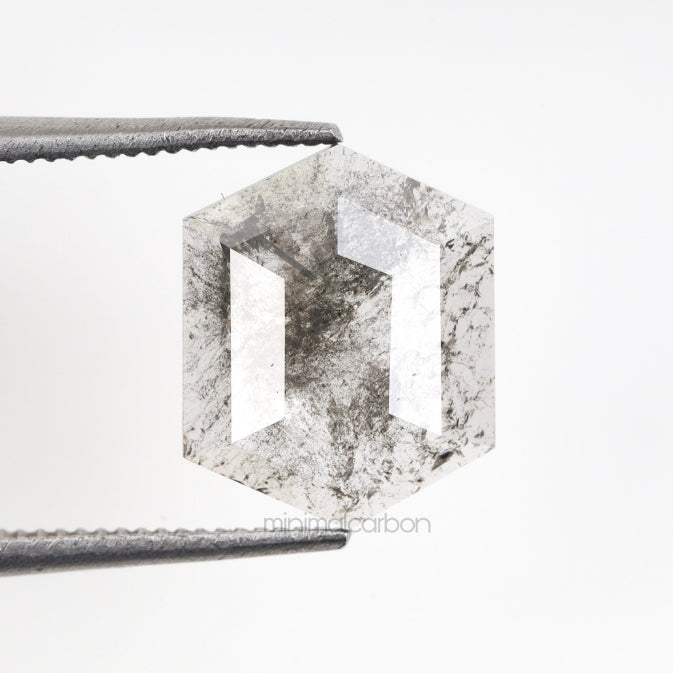 1.30 CT, 9.7 X 7.8 MM | Salt And Pepper Hexagon Cut Diamond - Minimal Carbon