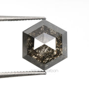2.35 CT, 8.6 X 7.6 MM | Salt And Pepper Hexagon Cut Diamond - Minimal Carbon
