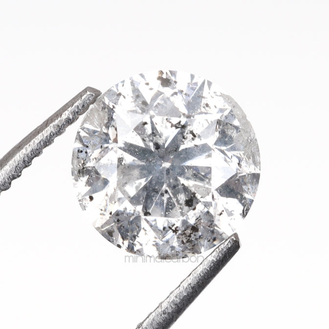 0.97 CT, 6.1 MM | Salt And Pepper Round Brilliant Cut Diamond - Minimal Carbon