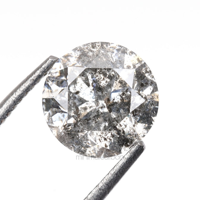 1.06 CT, 6.2 MM | Salt And Pepper Round Brilliant Cut Diamond - Minimal Carbon