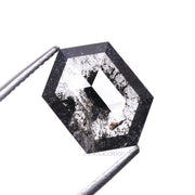 1.58 CT, 9.5 X 6.8 MM | Salt And Pepper Hexagon Cut Diamond - Minimal Carbon