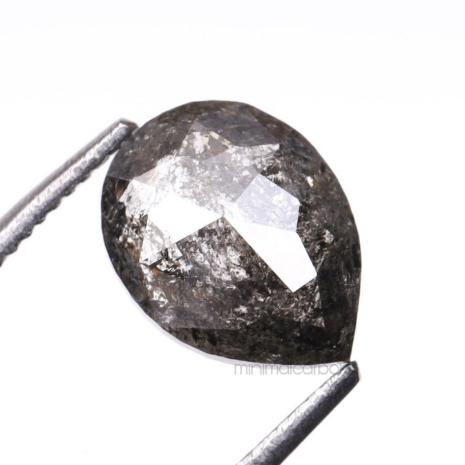 1.28 CT, 7.6 X 5.8 MM | Salt And Pepper Pear Cut Diamond - Minimal Carbon
