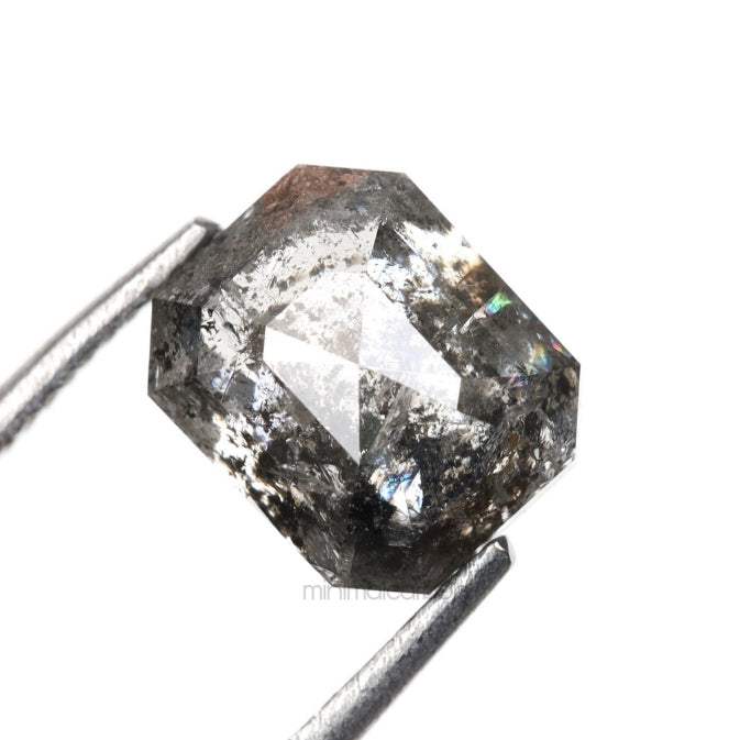 1.70 CT, 6.8 X 5.6 MM | Salt And Pepper Emerald Cut Diamond - Minimal Carbon