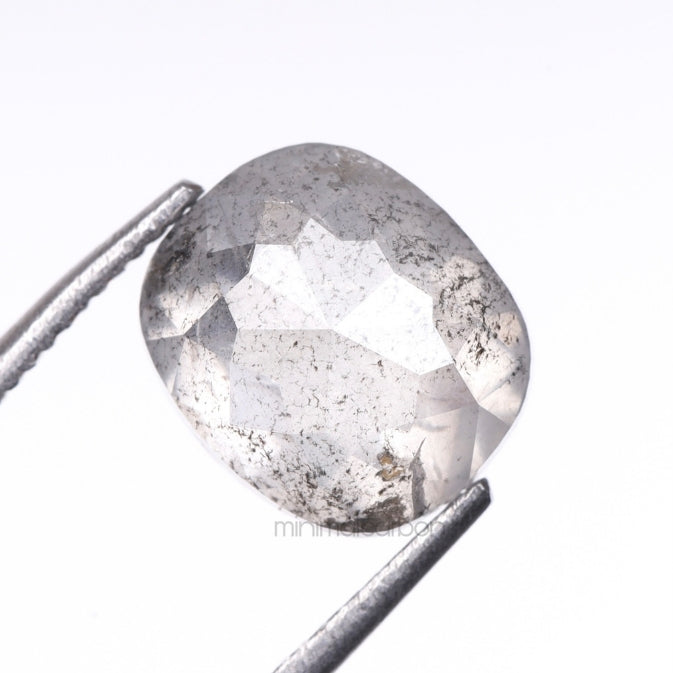 2.05 CT, 7.6 X 6.6 MM | Salt And Pepper Cushion Cut Diamond - Minimal Carbon