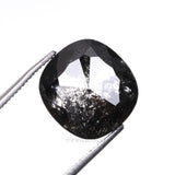 5.95 CT, 9.8 X 9.3 MM | Salt And Pepper Cushion Cut Diamond - Minimal Carbon