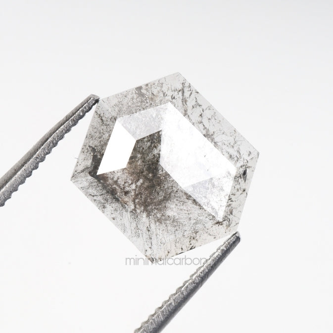 1.30 CT, 9.7 X 7.8 MM | Salt And Pepper Hexagon Cut Diamond - Minimal Carbon