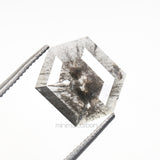 1.24 CT, 9.7 X 7.8 MM | Salt And Pepper Hexagon Cut Diamond - Minimal Carbon