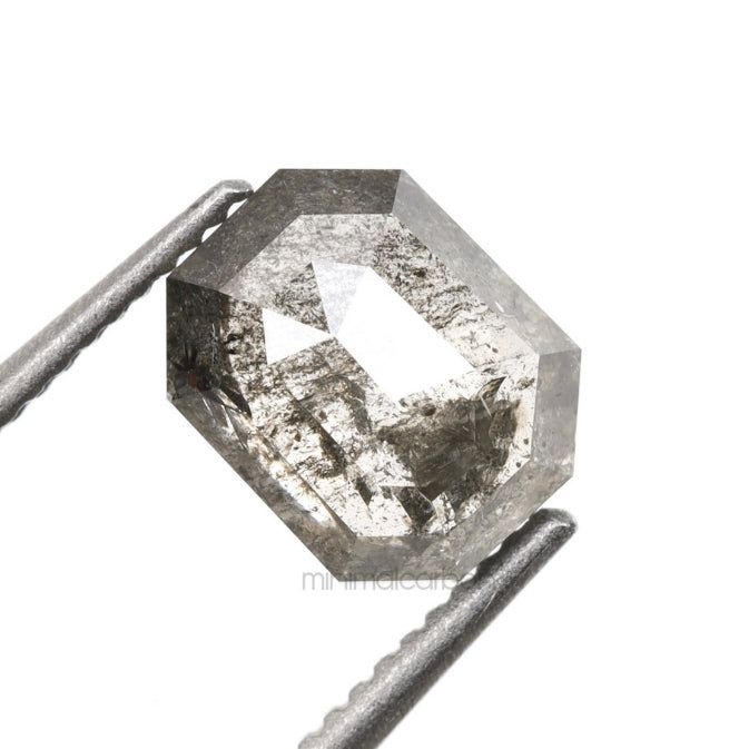 0.87 CT, 5.9 X 4.7 MM | Salt And Pepper Emerald Cut Diamond - Minimal Carbon