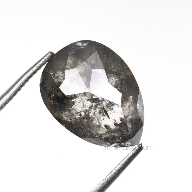 2.88 CT, 10.3 X 7.5 MM | Salt And Pepper Pear Cut Diamond - Minimal Carbon