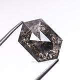 2.51 CT, 10.5 X 7.0 MM | Salt And Pepper Hexagon Cut Diamond - Minimal Carbon