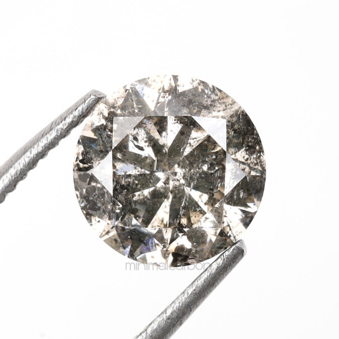 1.02 CT, 6.2 MM | Salt And Pepper Round Brilliant Cut Diamond - Minimal Carbon