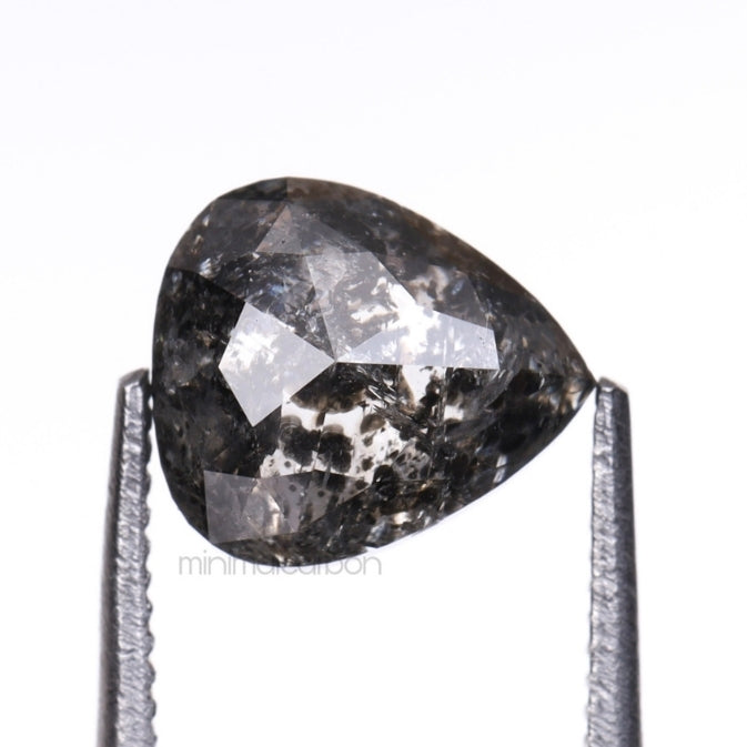1.34 CT, 6.9 X 6.1 MM | Salt And Pepper Pear Cut Diamond - Minimal Carbon