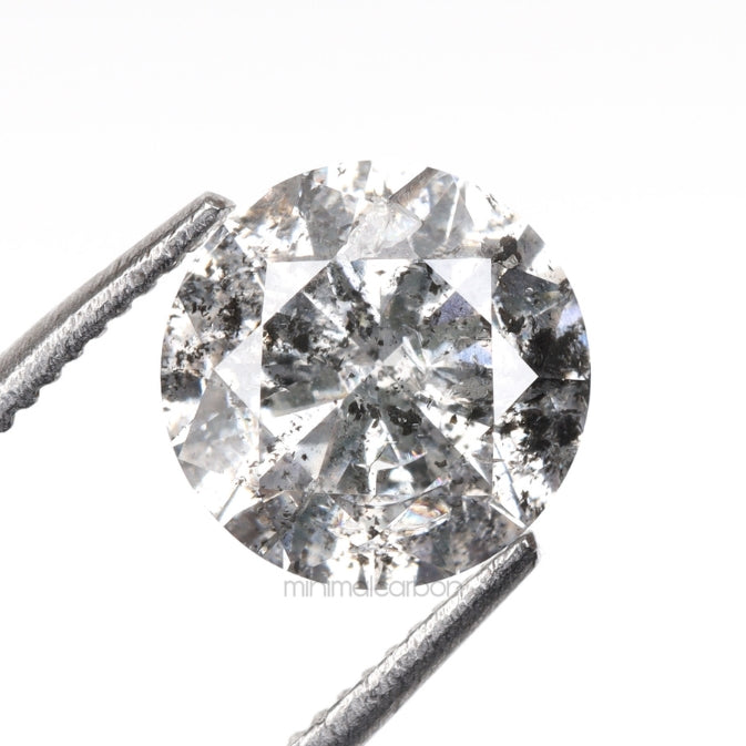 1.05 CT, 6.5 MM | Salt And Pepper Round Brilliant Cut Diamond - Minimal Carbon