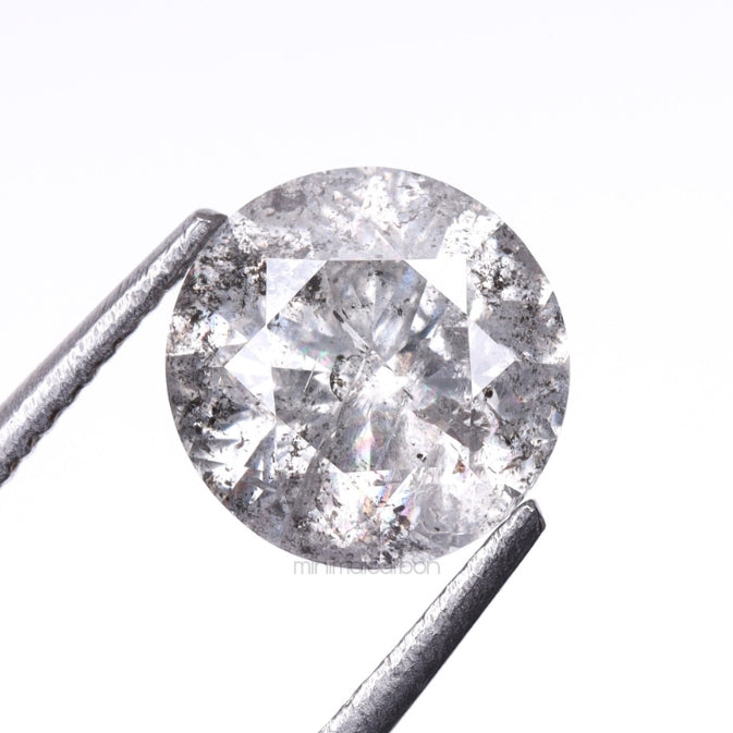 1.07 CT, 6.3 MM | Salt And Pepper Round Brilliant Cut Diamond - Minimal Carbon