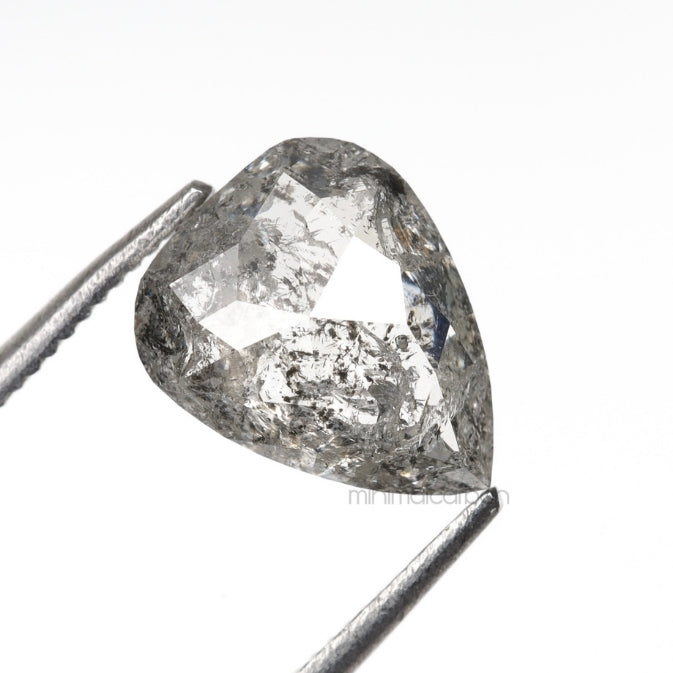 1.68 CT, 7.3 X 6.7 MM | Salt And Pepper Pear Cut Diamond - Minimal Carbon