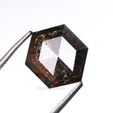 2.99 CT, 8.9 X 7.3 MM | Salt And Pepper Hexagon Cut Diamond - Minimal Carbon