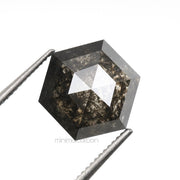 2.35 CT, 8.6 X 7.6 MM | Salt And Pepper Hexagon Cut Diamond - Minimal Carbon