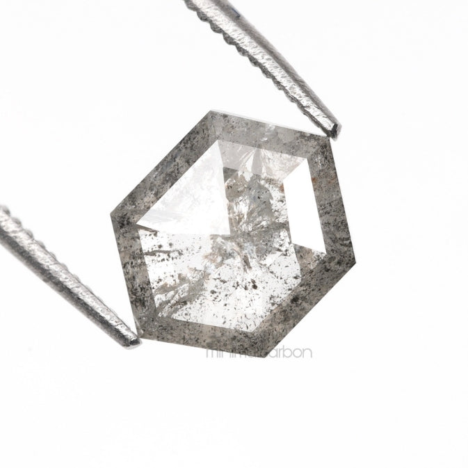 1.04 CT, 8.0 X 6.0 MM | Salt And Pepper Hexagon Cut Diamond - Minimal Carbon