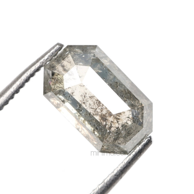1.38 CT, 7.9 X 4.8 MM | Salt And Pepper Emerald Cut Diamond - Minimal Carbon