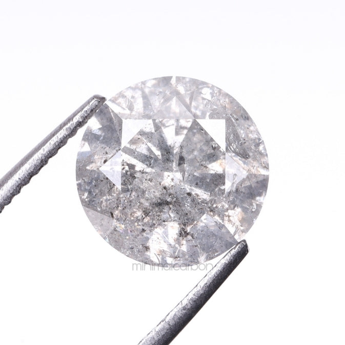 1.54 CT, 7.2 MM | Salt And Pepper Round Brilliant Cut Diamond - Minimal Carbon