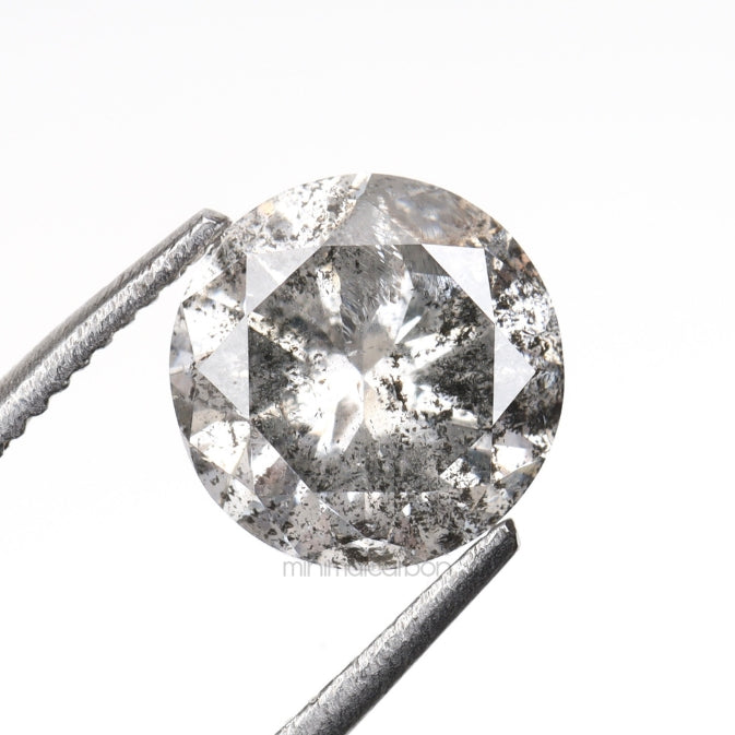 1.08 CT, 6.3 MM | Salt And Pepper Round Brilliant Cut Diamond - Minimal Carbon