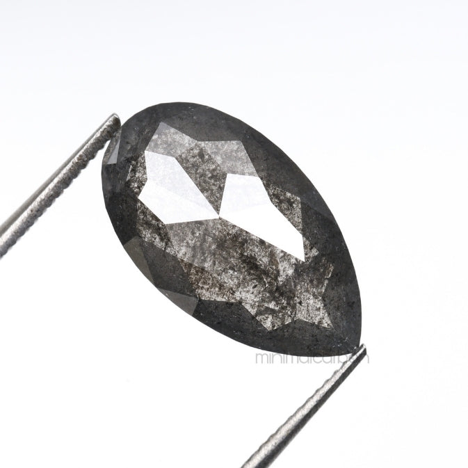2.67 CT, 12.6 X 7.1 MM | Salt And Pepper Pear Cut Diamond - Minimal Carbon