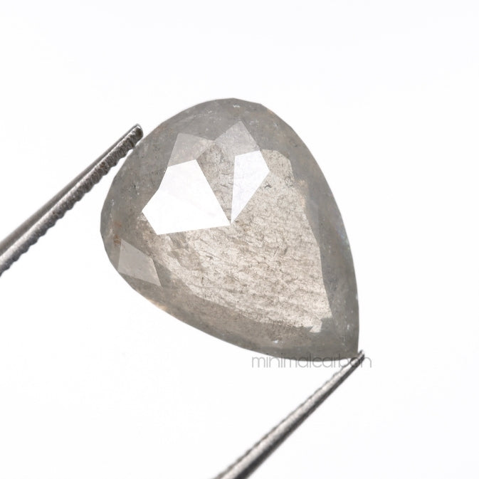 3.74 CT, 12.4 X 9.2 MM | Salt And Pepper Pear Cut Diamond - Minimal Carbon