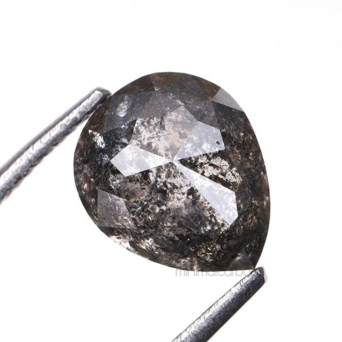 1.72 CT, 7.0 X 6.0 MM | Salt And Pepper Pear Cut Diamond - Minimal Carbon