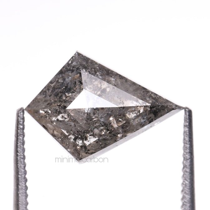 1.77 CT, 10.5 X 7.4 MM | Salt And Pepper Kite Cut Diamond - Minimal Carbon
