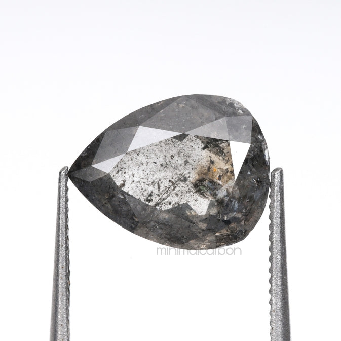 2.14 CT, 9.5 X 7.4 MM | Salt And Pepper Pear Cut Diamond - Minimal Carbon