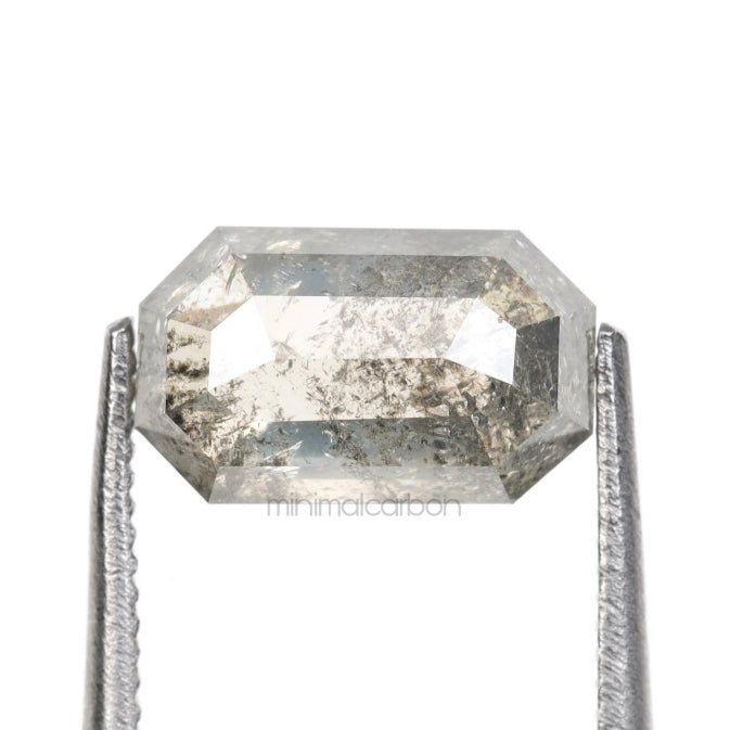 1.38 CT, 7.9 X 4.8 MM | Salt And Pepper Emerald Cut Diamond - Minimal Carbon