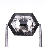 1.58 CT, 9.5 X 6.8 MM | Salt And Pepper Hexagon Cut Diamond - Minimal Carbon