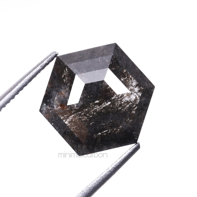 2.14 CT, 9.9 X 8.5 MM | Salt And Pepper Hexagon Cut Diamond