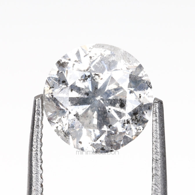 0.97 CT, 6.1 MM | Salt And Pepper Round Brilliant Cut Diamond - Minimal Carbon
