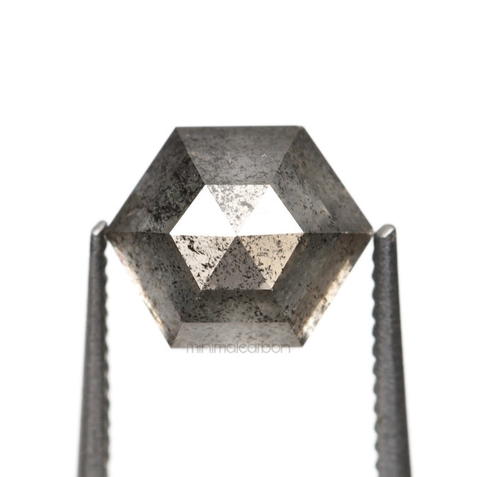1.52 CT, 6.9 X 5.6 MM | Salt And Pepper Hexagon Cut Diamond - Minimal Carbon