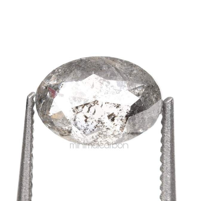 0.84 CT, 6.7 X 4.8 MM | Salt And Pepper Oval Cut Diamond - Minimal Carbon