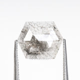1.30 CT, 9.7 X 7.8 MM | Salt And Pepper Hexagon Cut Diamond - Minimal Carbon