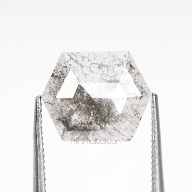 1.30 CT, 9.7 X 7.8 MM | Salt And Pepper Hexagon Cut Diamond - Minimal Carbon