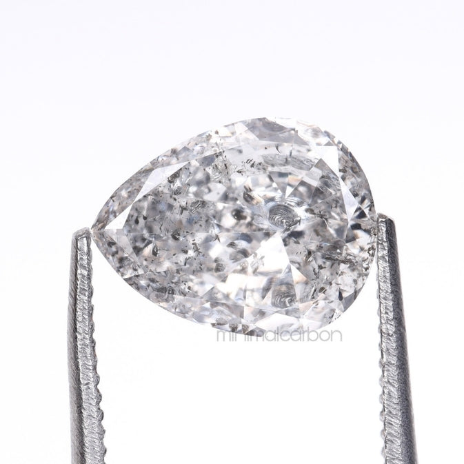 0.93 CT, 8.0 X 6.2 MM | Salt And Pepper Pear Cut Diamond - Minimal Carbon