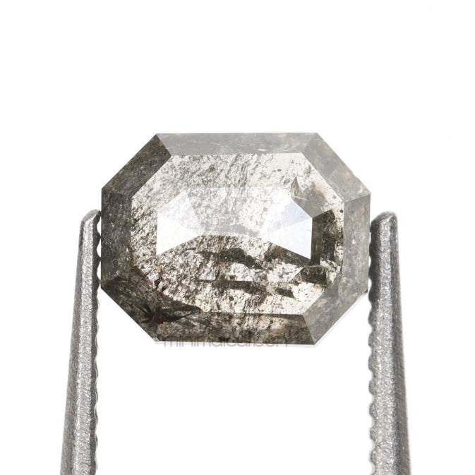 0.87 CT, 5.9 X 4.7 MM | Salt And Pepper Emerald Cut Diamond - Minimal Carbon