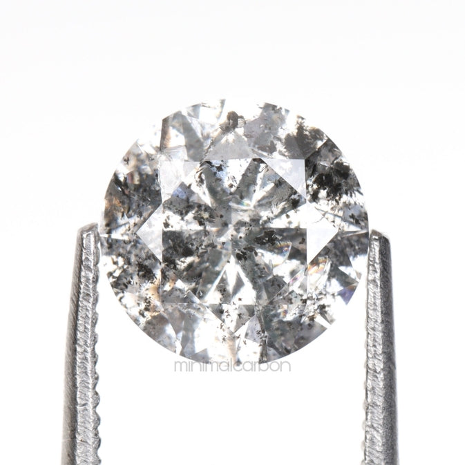 1.05 CT, 6.5 MM | Salt And Pepper Round Brilliant Cut Diamond - Minimal Carbon