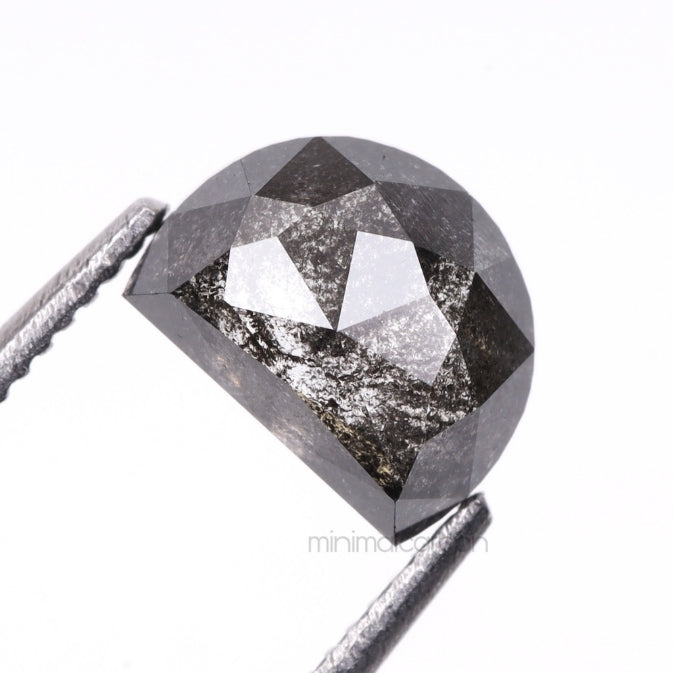 0.92 CT, 6.2 X 4.7 MM | Salt And Pepper Half Moon Diamond