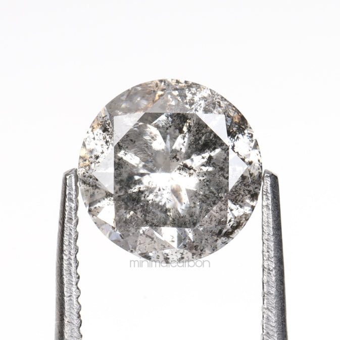 1.08 CT, 6.3 MM | Salt And Pepper Round Brilliant Cut Diamond - Minimal Carbon