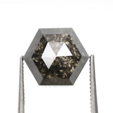 2.35 CT, 8.6 X 7.6 MM | Salt And Pepper Hexagon Cut Diamond - Minimal Carbon