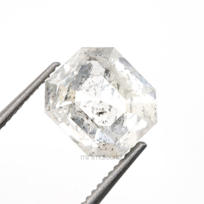 1.61 CT, 6.6 X 5.8 MM | Salt And Pepper Emerald Cut Diamond - Minimal Carbon